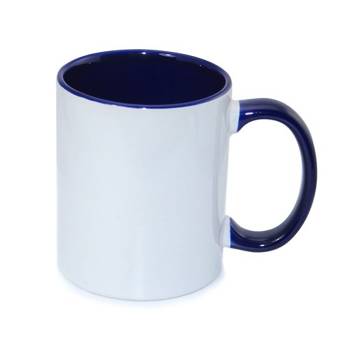 Mug 330 ml with a dark blue interior and a handle for sublimation - class AB - palette