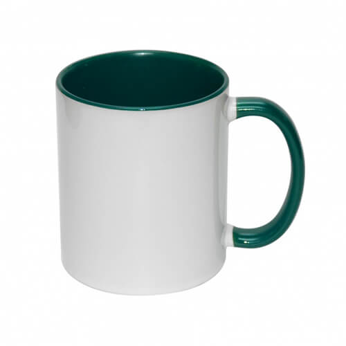 Mug 330 ml with dark green interior and sublimation handle - A+ class - palette