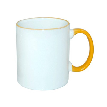 Mug 330 ml with a golden-yellow handle for sublimation - class AB - palette