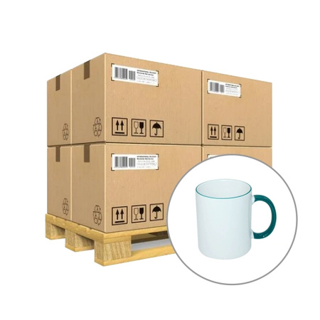 Mug 330 ml with a dark green handle for sublimation - class AB - palette