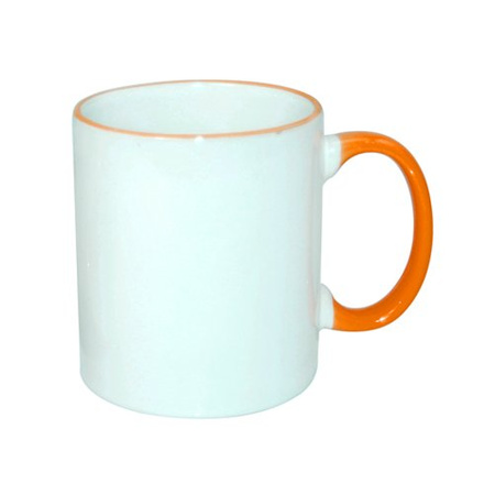 Mug 330 ml with a orange handle for sublimation - class AB