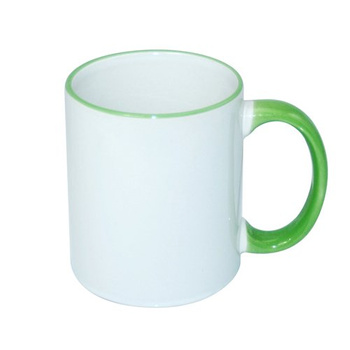 Mug 330 ml with a light green handle for sublimation - class AB - palette