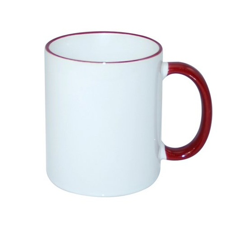 Mug 330 ml with a burgundy handle for sublimation - class AB