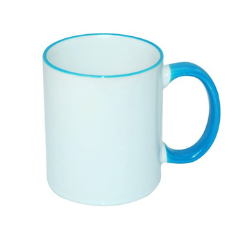 Mug 330 ml with a blue handle for sublimation - class AB - palette