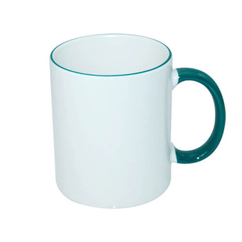 Mug 330 ml with dark green handle for sublimation - A+ class - palette