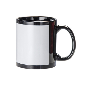 Mug 330 ml black with a white frame for sublimation - class A+ - palette
