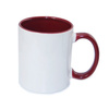 Mug 330 ml with a burgundy interior and a handle for sublimation - class AB