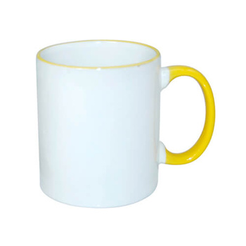 Mug 330 ml with yellow handle for sublimation - A+ class - palette