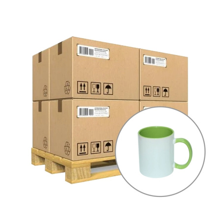 Mug 330 ml with a light green interior and a handle for sublimation - class AB - palette