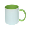 Mug 330 ml with a light green interior and a handle for sublimation - class AB