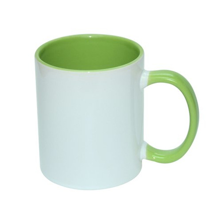 Mug 330 ml with a light green interior and a handle for sublimation - class AB