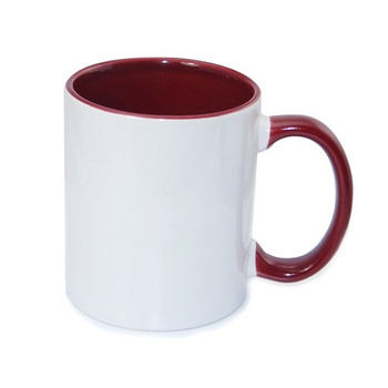 Mug 330 ml with a burgundy interior and a handle for sublimation - class AB - palette