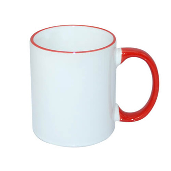 Mug 330 ml with a red handle for sublimation - class A+ - palette