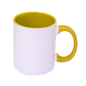 Mug 330 ml with a yellow interior and a handle for sublimation - class AB - palette