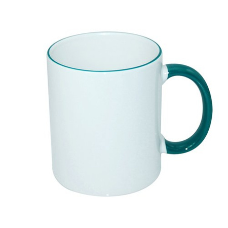 Mug 330 ml with a dark green handle for sublimation - class AB