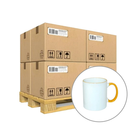 Mug 330 ml with a yellow handle for sublimation - A+ class - palette