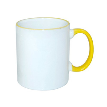 Kubek 330 ml z żółtym uszkiem do sublimacji - klasa AB - paleta