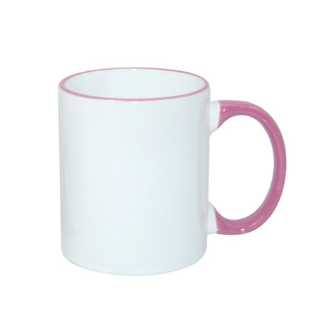 Mug 330 ml with a pink handle for sublimation - class AB