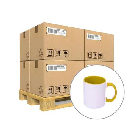 Mug 330 ml with a golden yellow interior and a handle for sublimation - A+ class - palette