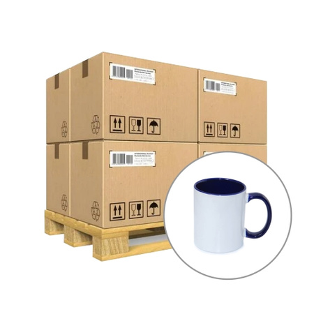 Mug 330 ml with a dark blue interior and a handle for sublimation - class AB - palette