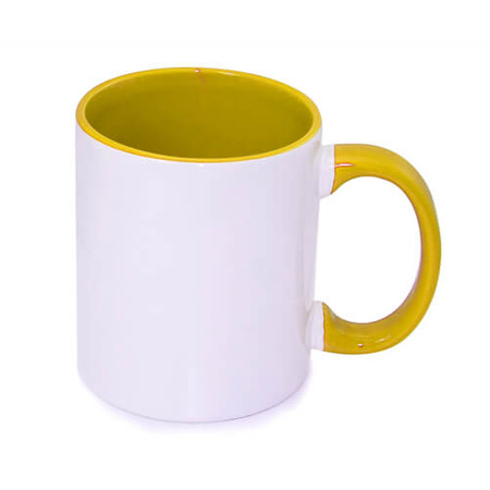 Mug 330 ml with a golden yellow interior and a handle for sublimation - A+ class - palette